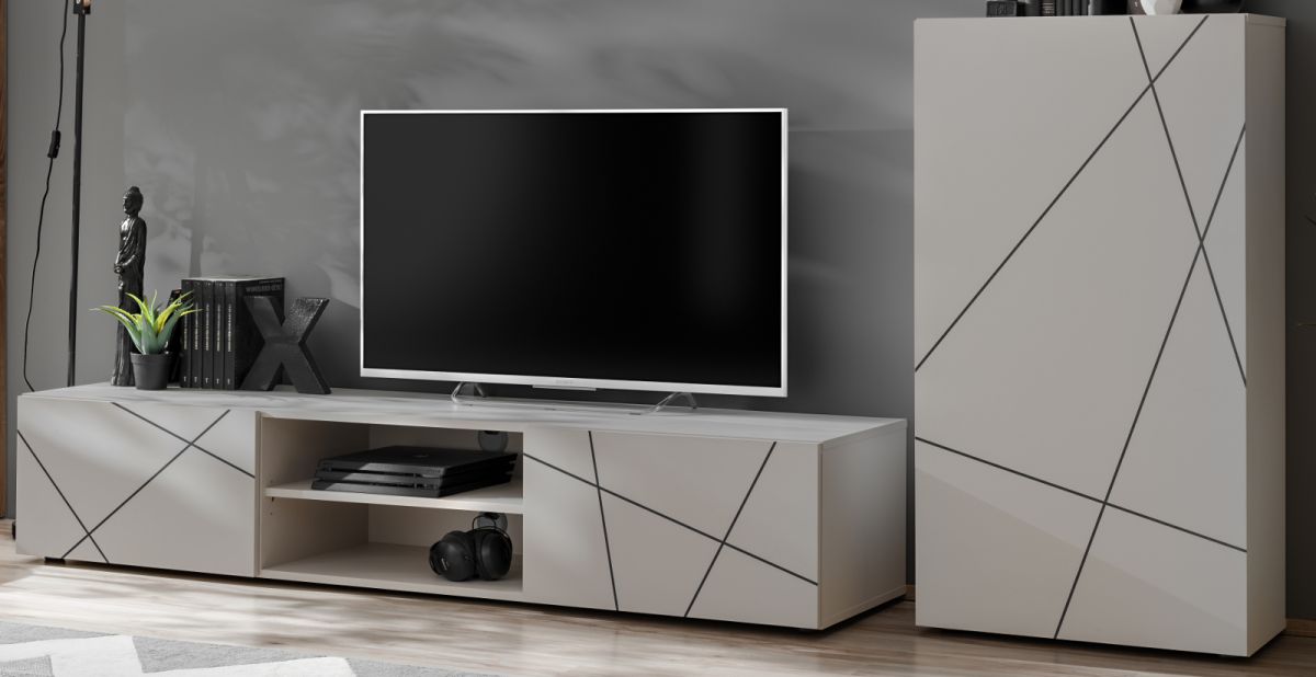 Wohnwand Metrik in Kaschmir und schwarz 180 cm