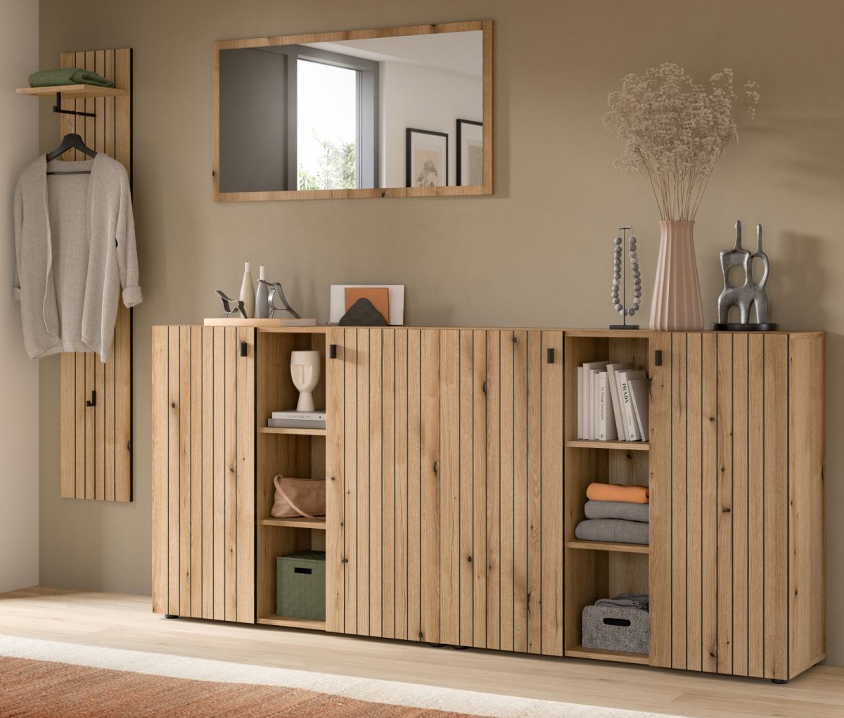 Garderobe Set 4-tlg. Loreno in Eiche 258 cm