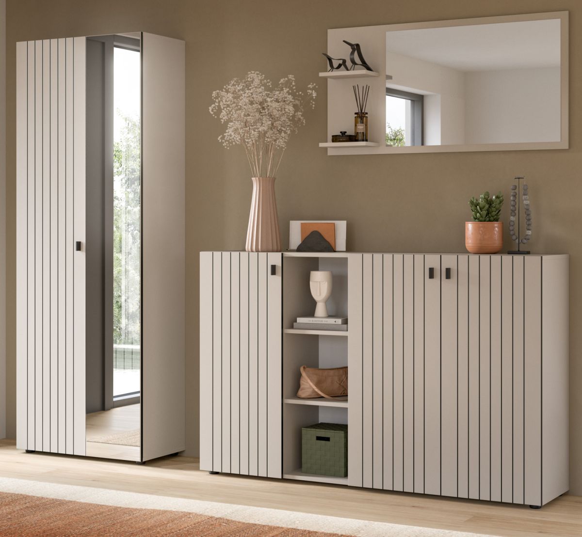 Garderobe Set 3-tlg. Loreno in kaschmir 235 cm