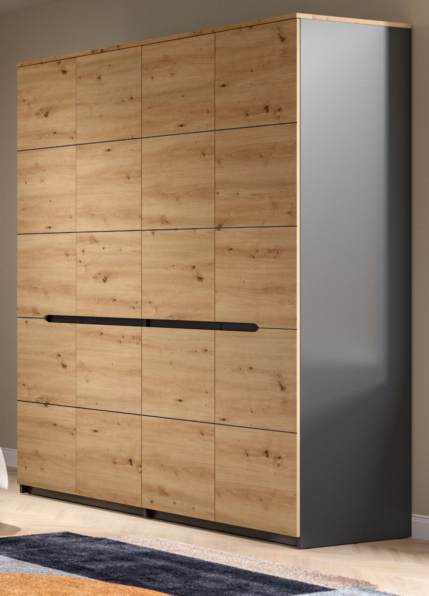 Kleiderschrank Cooper in Eiche und grau 180 cm