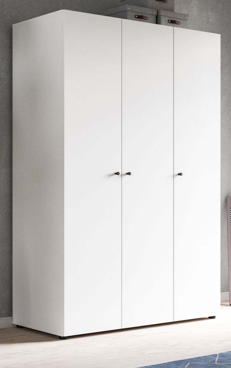 Kleiderschrank 3-türig Carter in weiß 120 x 176 cm