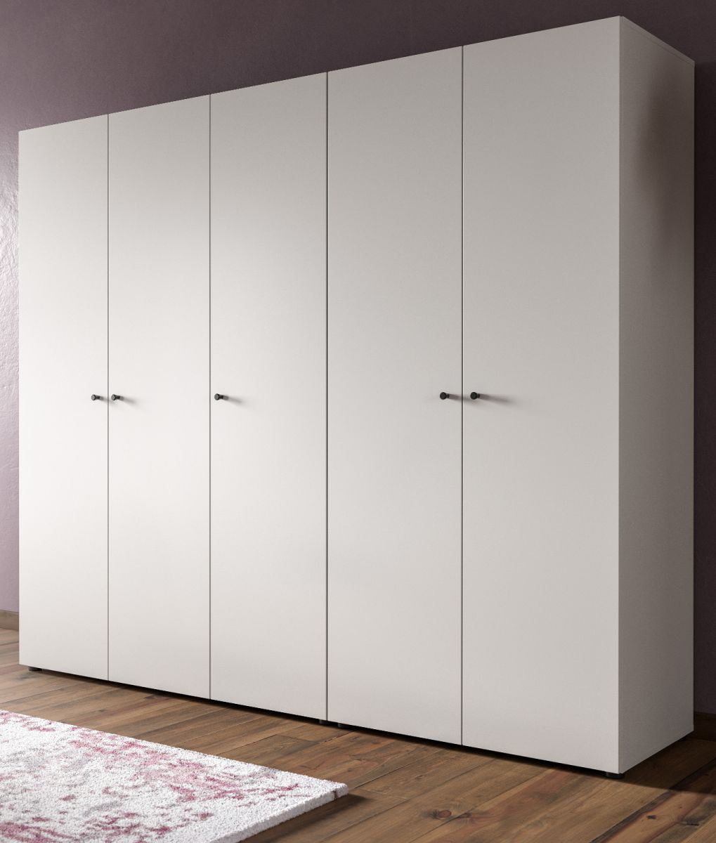 Kleiderschrank 5-türig Carter in weiß 200 x 176 cm