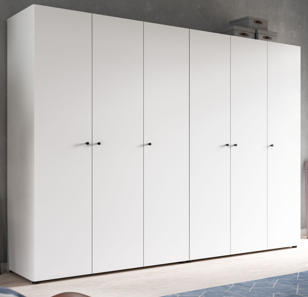 Kleiderschrank 6-türig Carter in weiß 240 x 176 cm