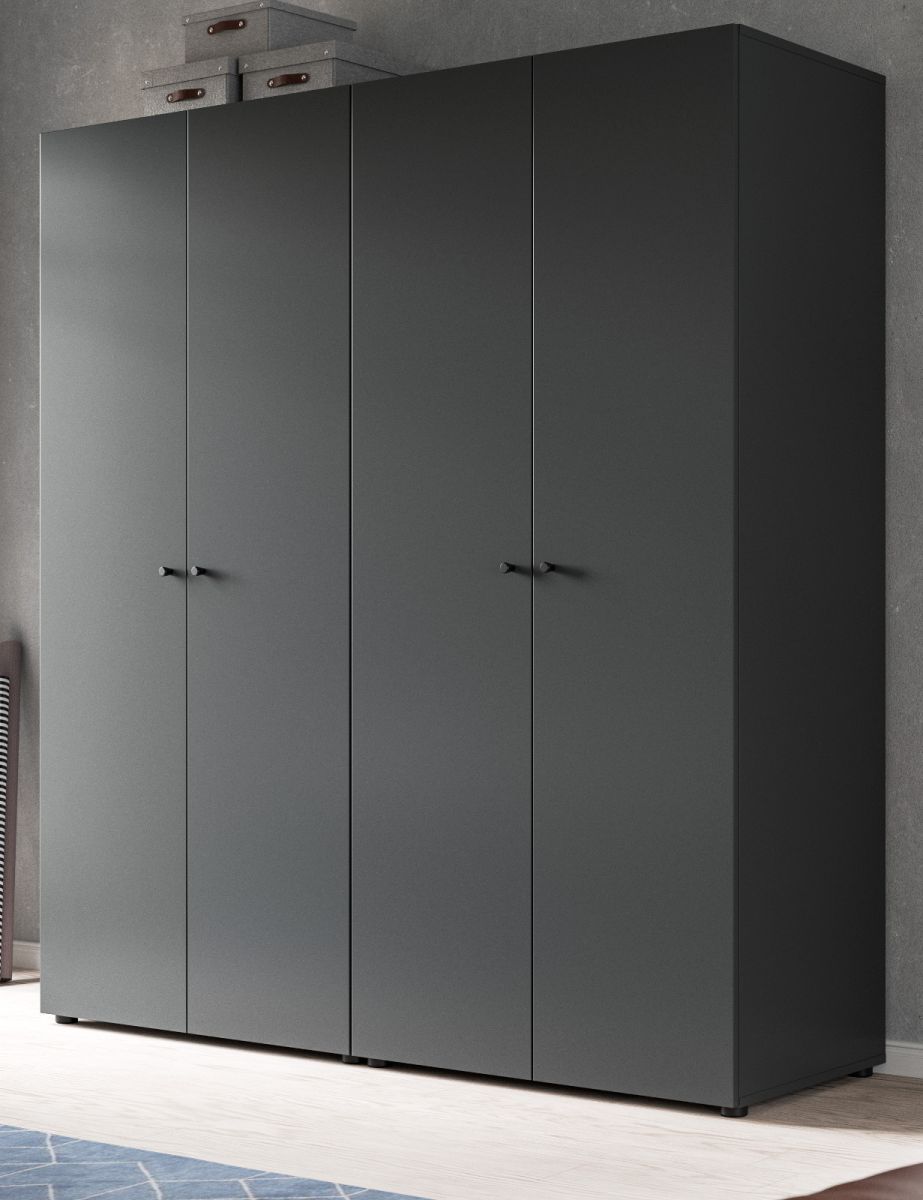 Kleiderschrank 4-türig Carter in grau 160 x 176 cm