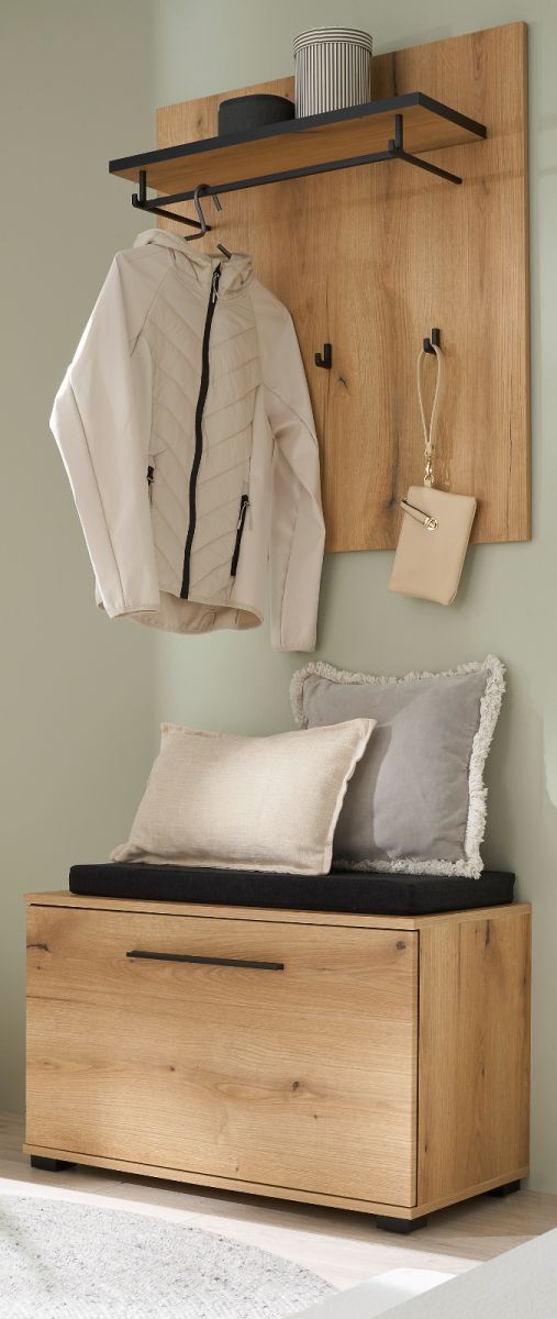 Garderobe Set 3-tlg. Design-D in Evoke Eiche 80 x 200 cm