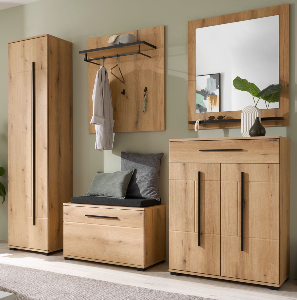 Garderobe Set 6-tlg. Design-D in Evoke Eiche 230 x 200 cm