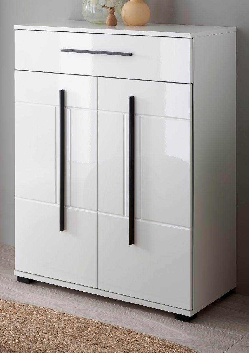Schuhschrank Design-D in weiß Hochglanz 80 x 103 cm