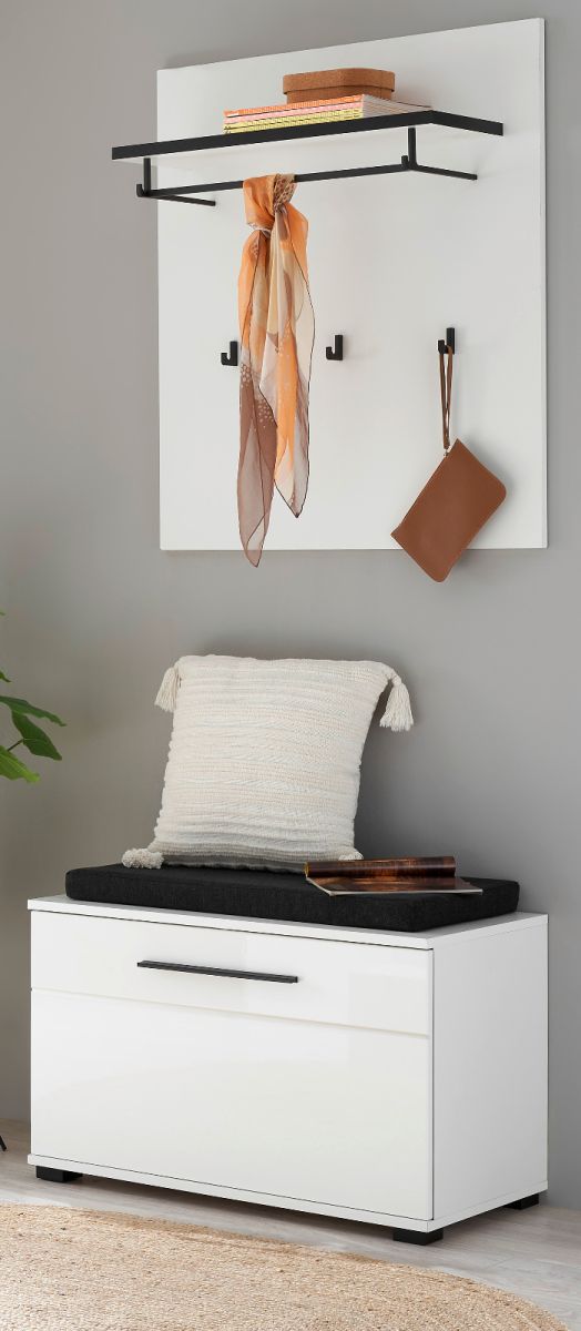 Garderobe Set 3-tlg. Design-D in weiß Hochglanz 80 x 200 cm