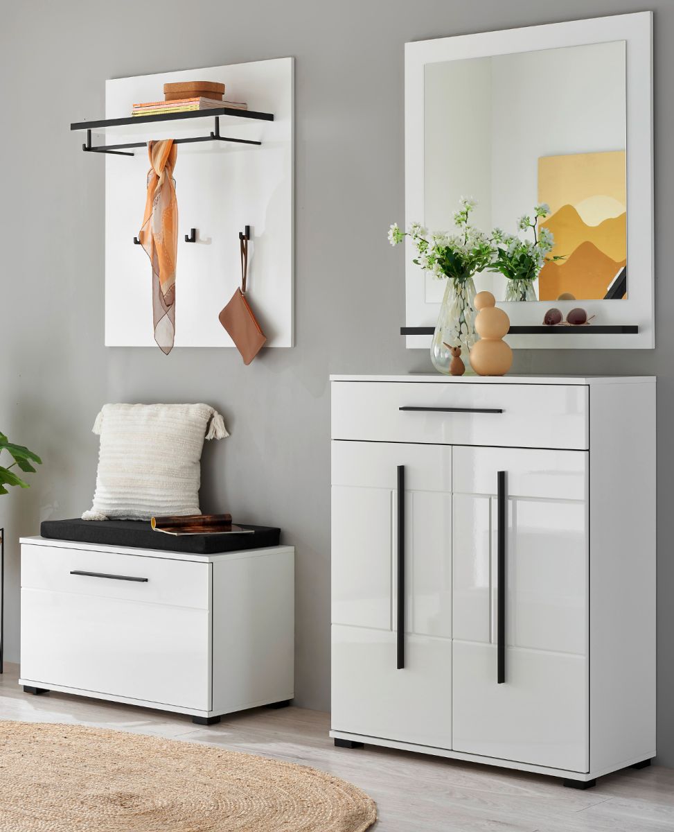 Garderobe Set 5-tlg. Design-D in weiß Hochglanz 170 x 200 cm