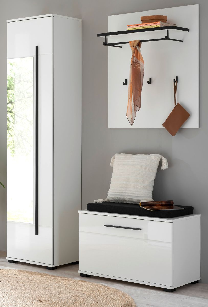 Garderobe Set 4-tlg. Design-D in weiß Hochglanz 140 x 200 cm