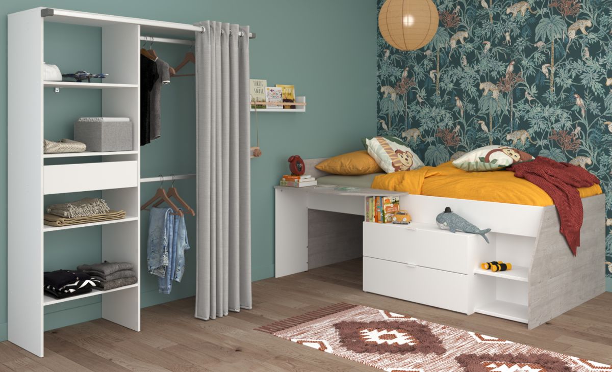 Parisot Kinderzimmer und Jugendzimmer Milky in weiß und grau Loft Set 2-tlg.