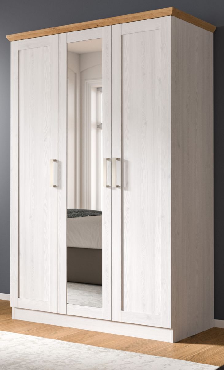 Kleiderschrank Mirano in weiß Lärche Landhaus 124 x 185 cm