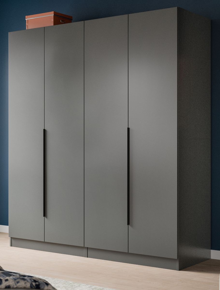 Kleiderschrank 4-türig Swan in grau 160 x 181 cm
