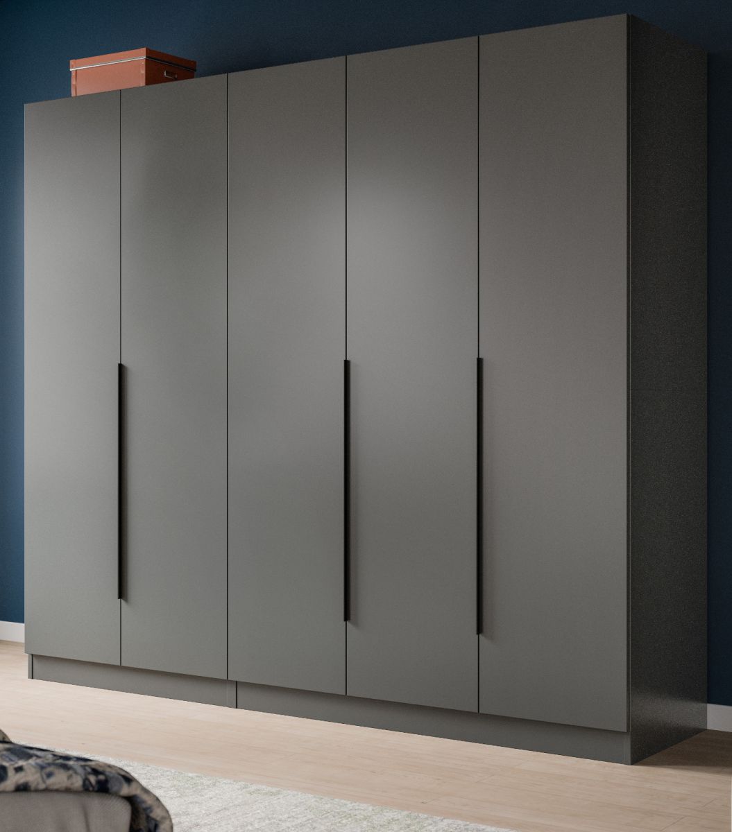 Kleiderschrank 5-türig Swan in grau 200 x 181 cm