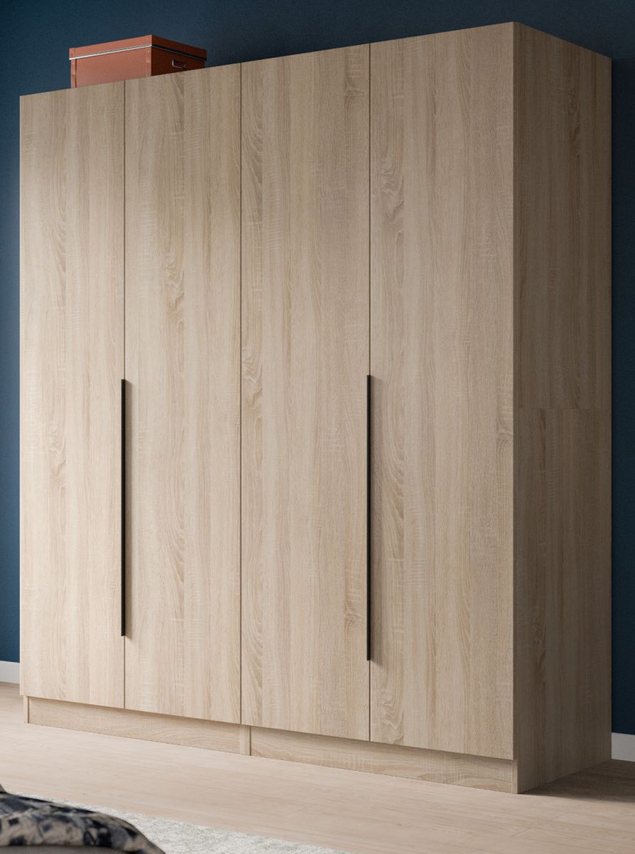 Kleiderschrank 4-türig Swan in Sonoma Eiche 160 x 181 cm