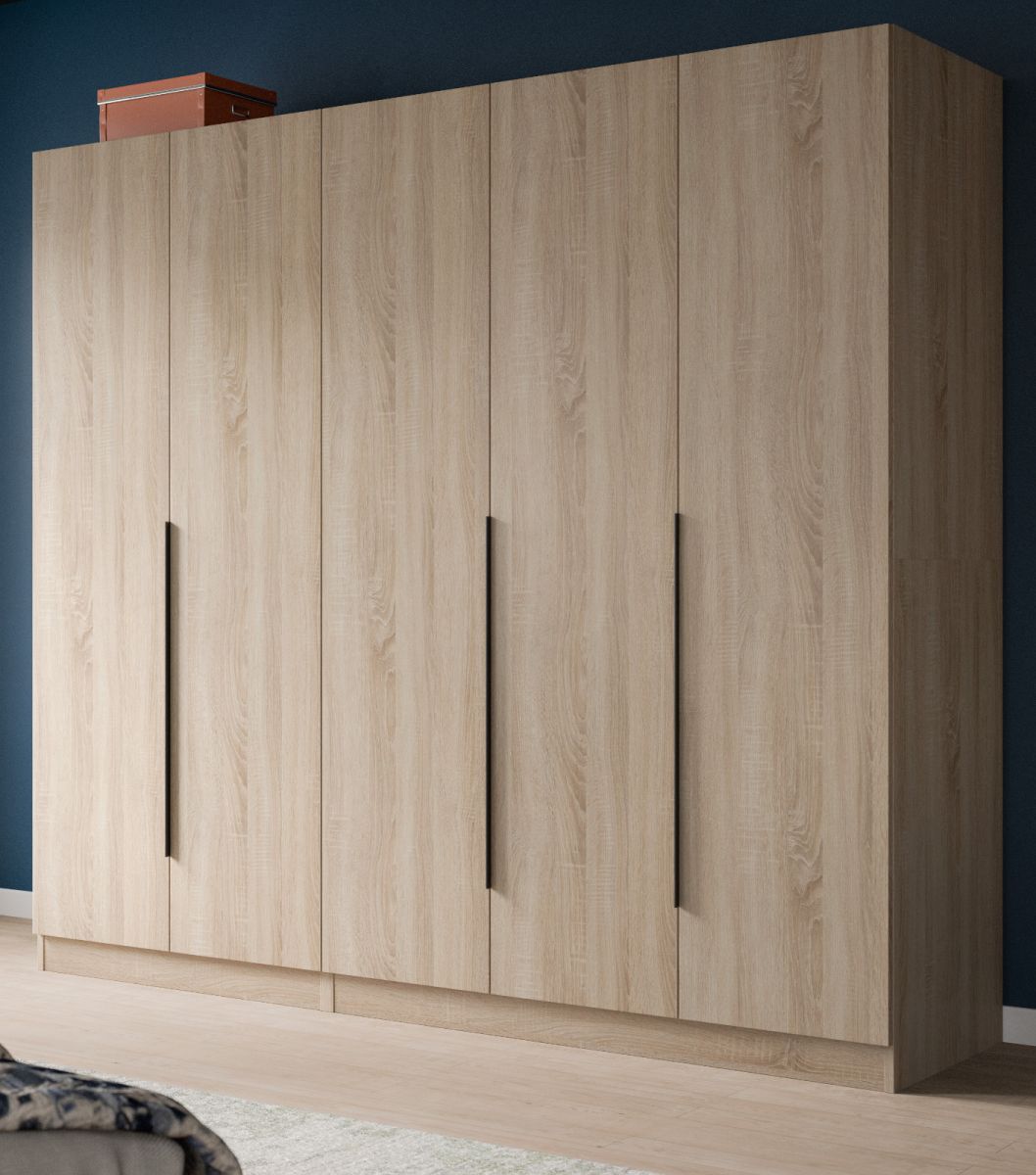 Kleiderschrank 5-türig Swan in Sonoma Eiche 200 x 181 cm