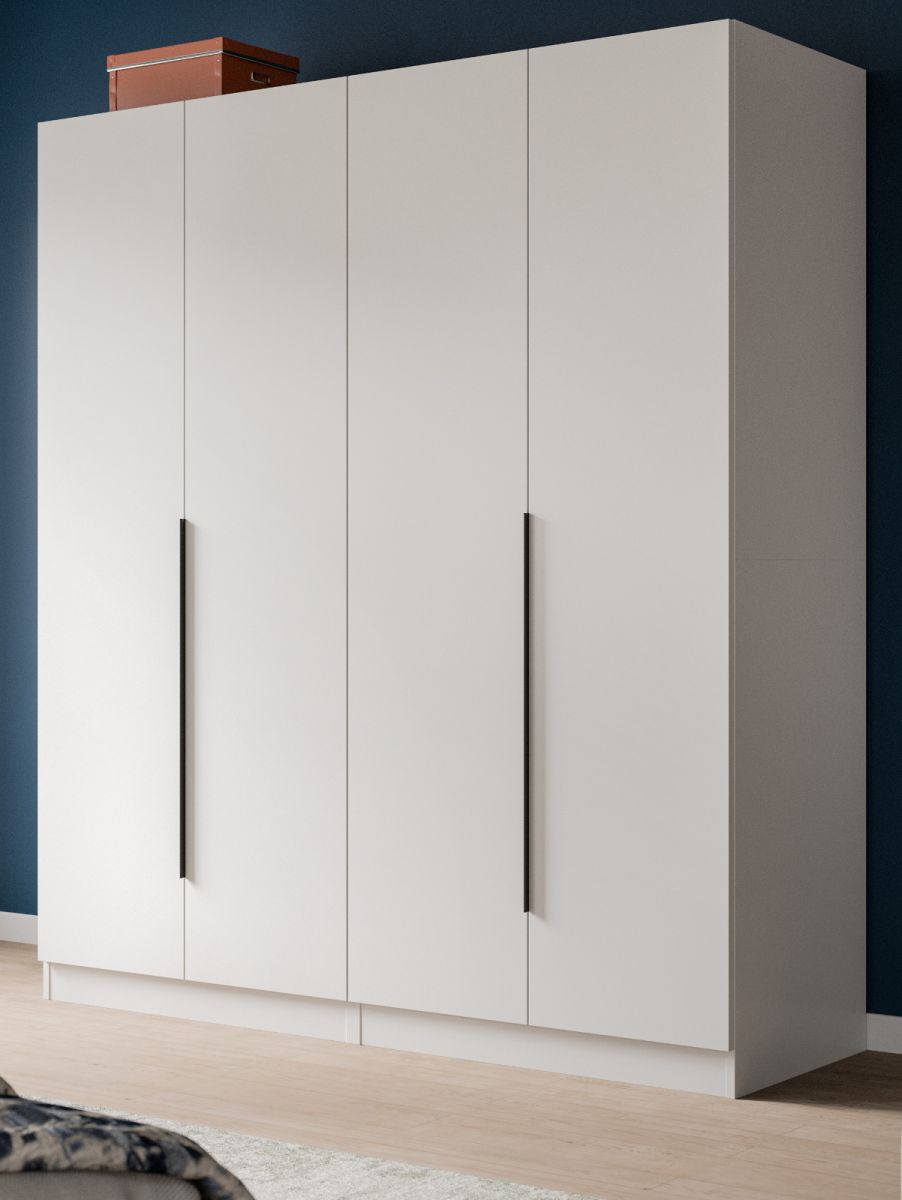 Kleiderschrank 4-türig Swan in weiß 160 x 181 cm