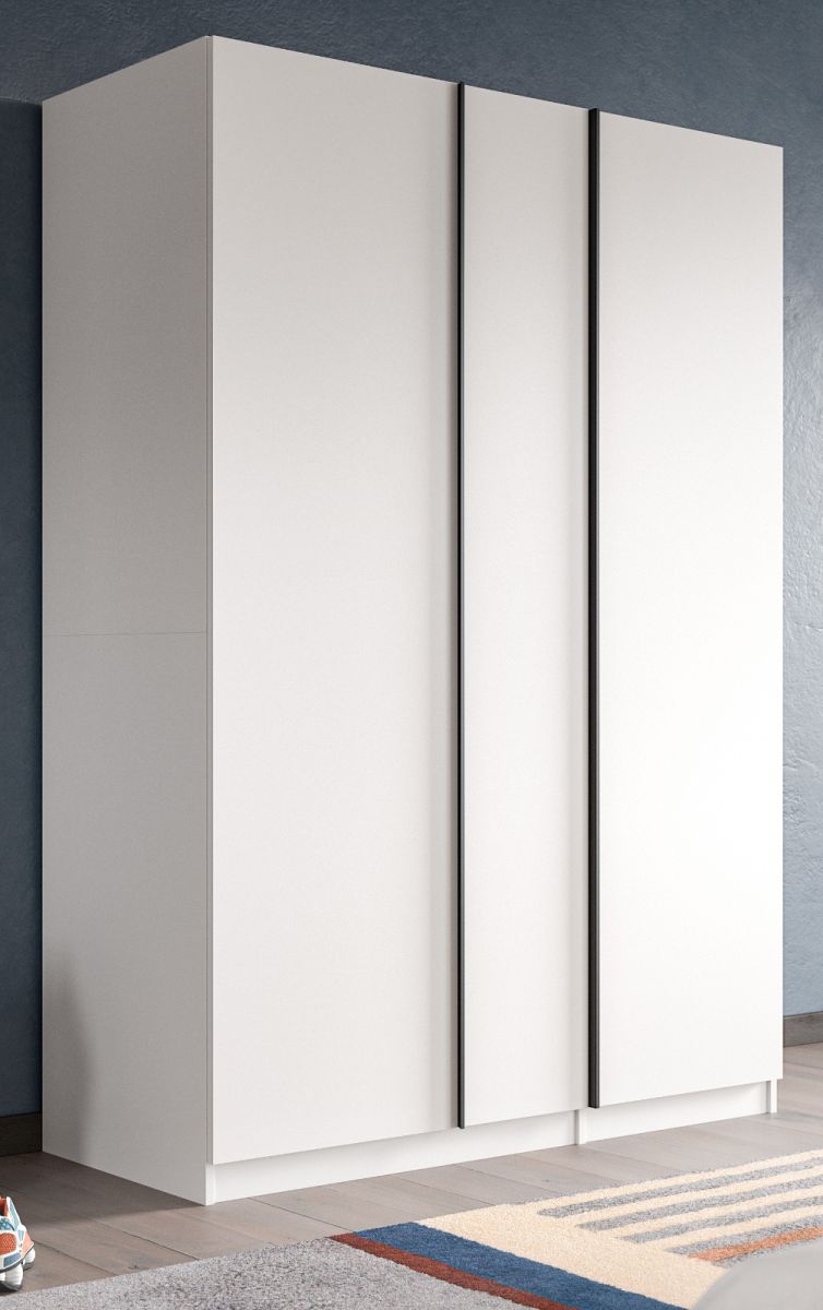 Kleiderschrank 3-türig Girona in weiß 130 x 183 cm