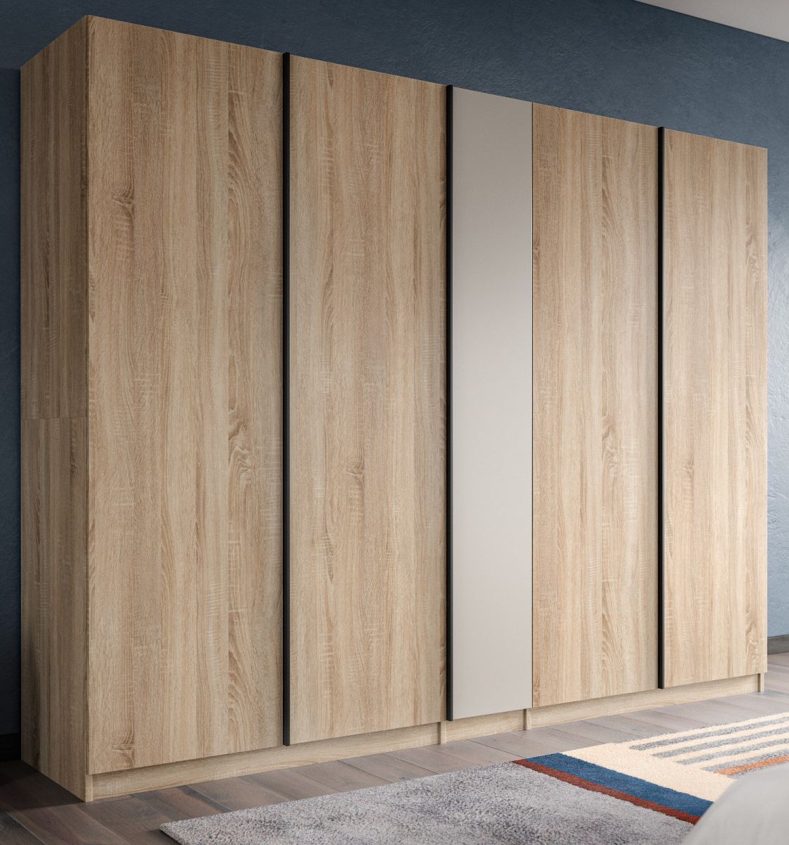 Kleiderschrank 5-türig Girona in Eiche und Kaschmir 230 x 183 cm