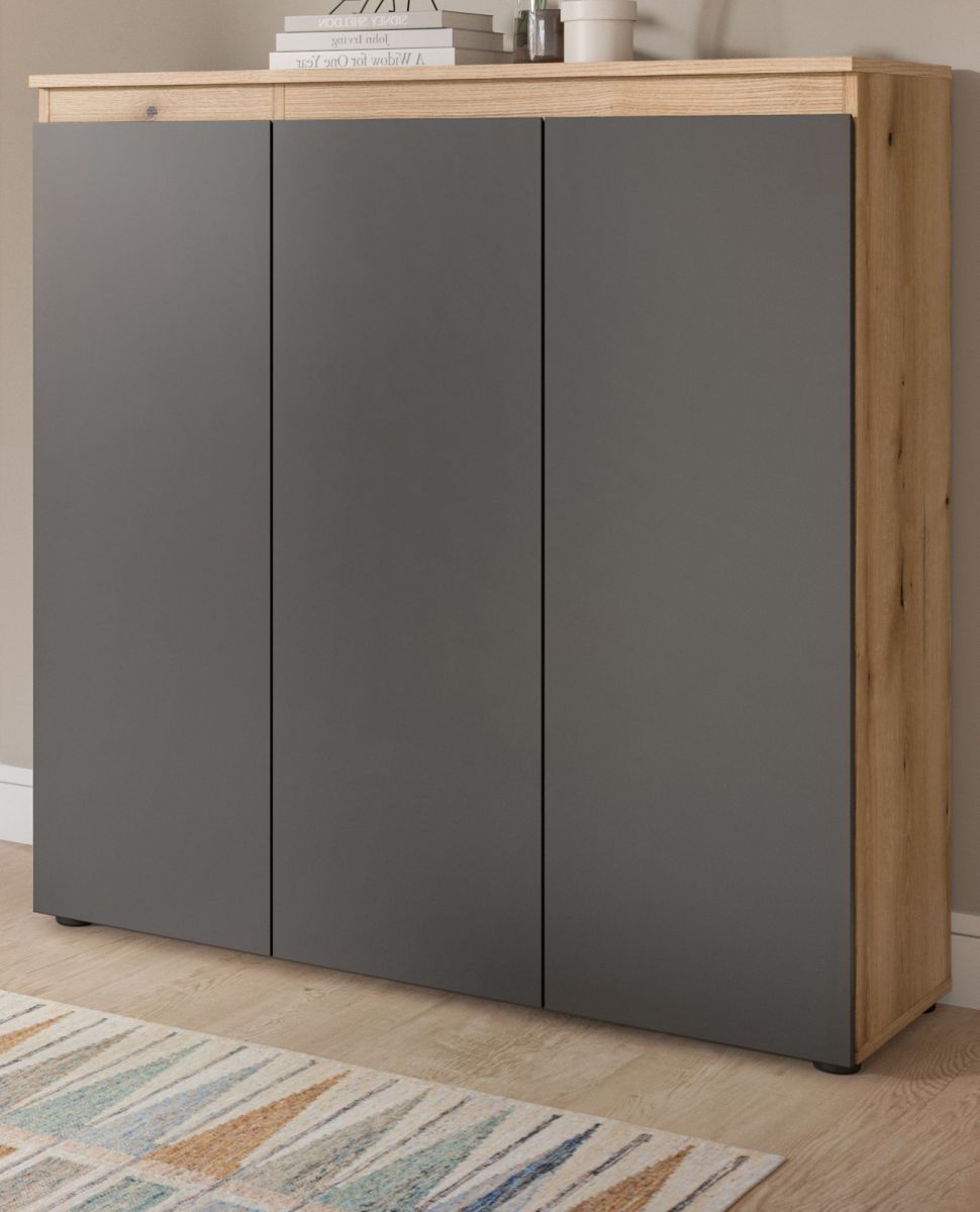 Kommode Assino in grau und Eiche 105 x 111 cm