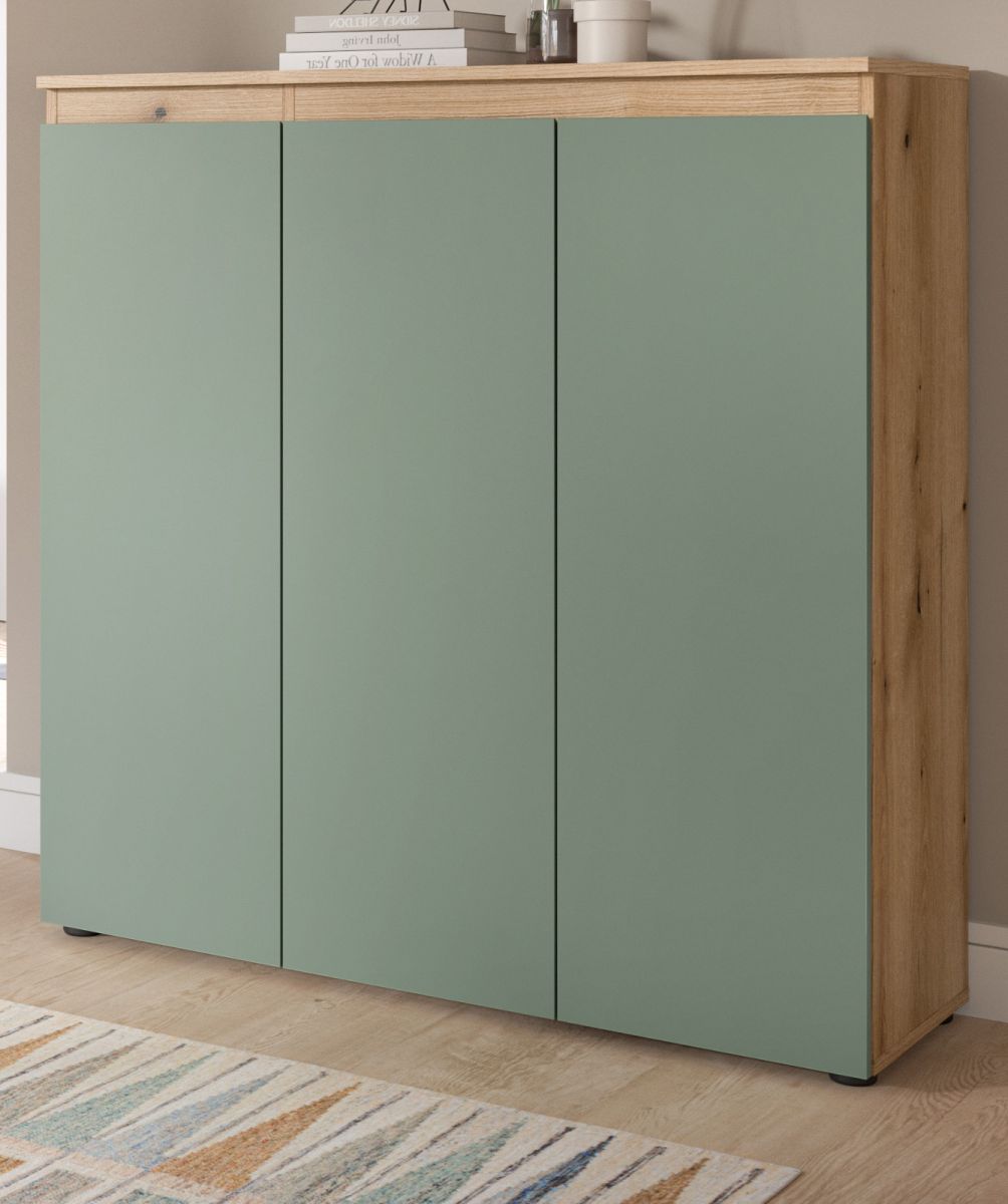 Kommode Assino in grün und Eiche 105 x 111 cm