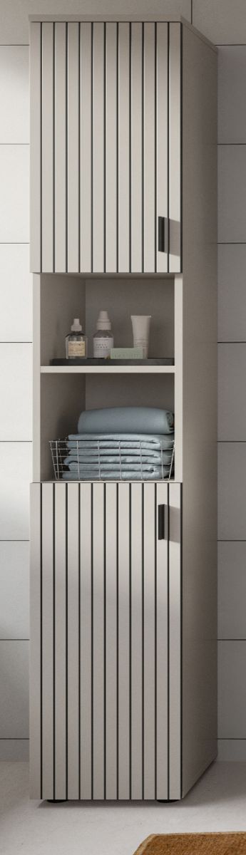 Badezimmer Hochschrank Livia in Kaschmir 30 x 192 cm