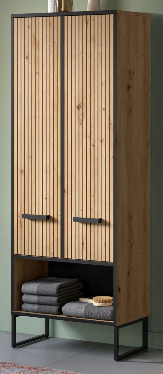 Badezimmer Hochschrank Scana in Eiche 59 x 159 cm