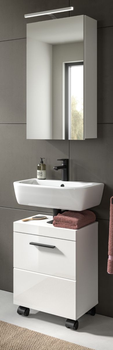 Badmöbel Set Talerno in Weiß Hochglanz 2-teilig 40 cm