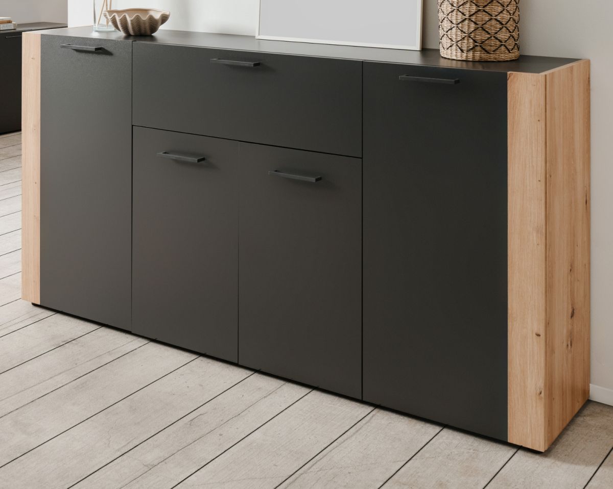 Sideboard Kampen in grau und Eiche 162 x 85 cm