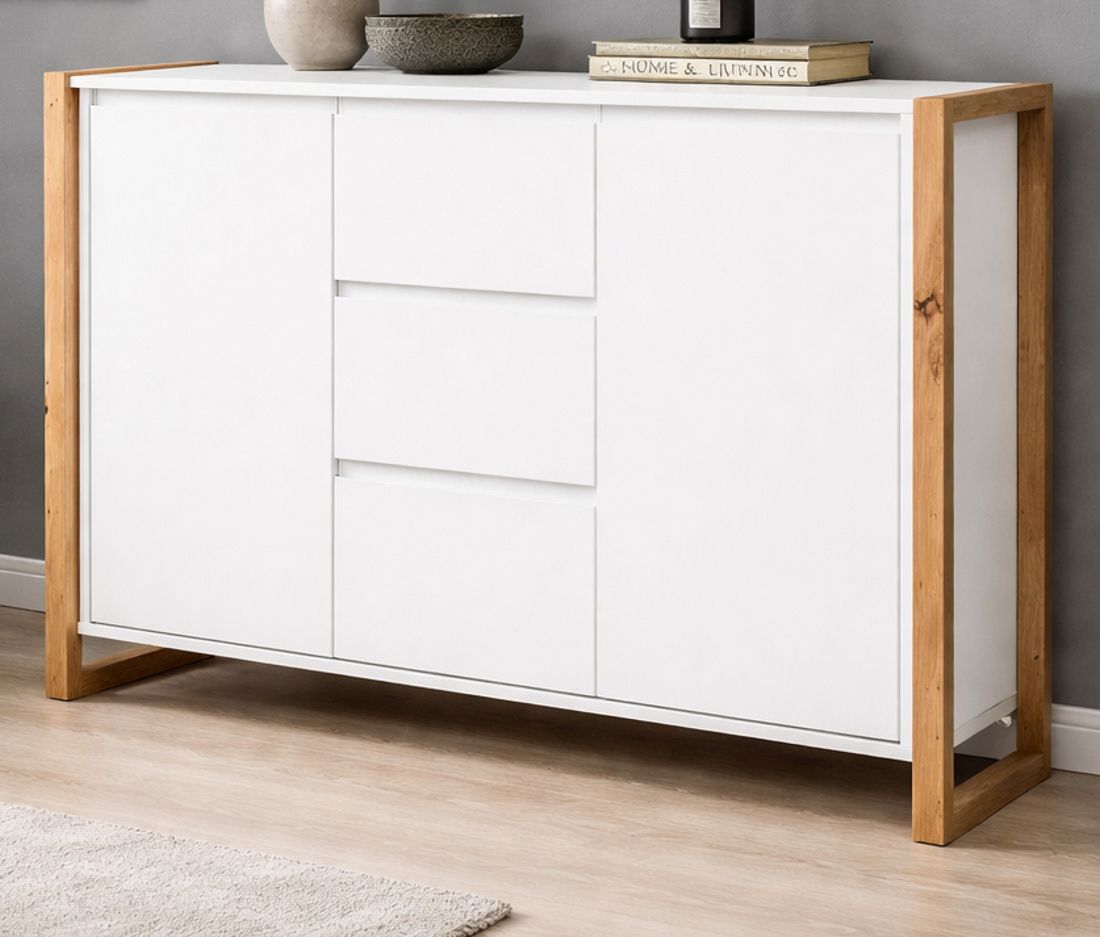 Sideboard Malta in Weiß und Artisan Eiche 120 x 88 cm