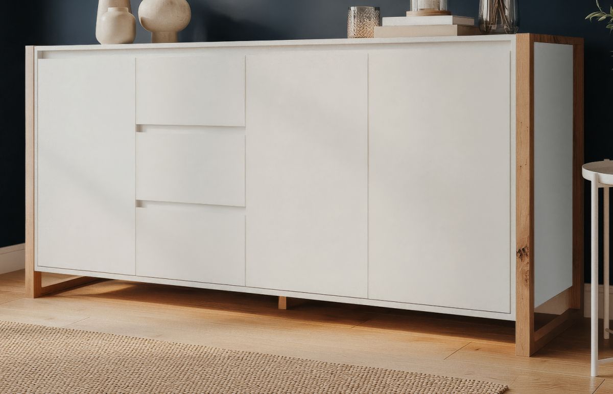 Sideboard Malta in Weiß mit Artisan Eiche 160 x 88 cm