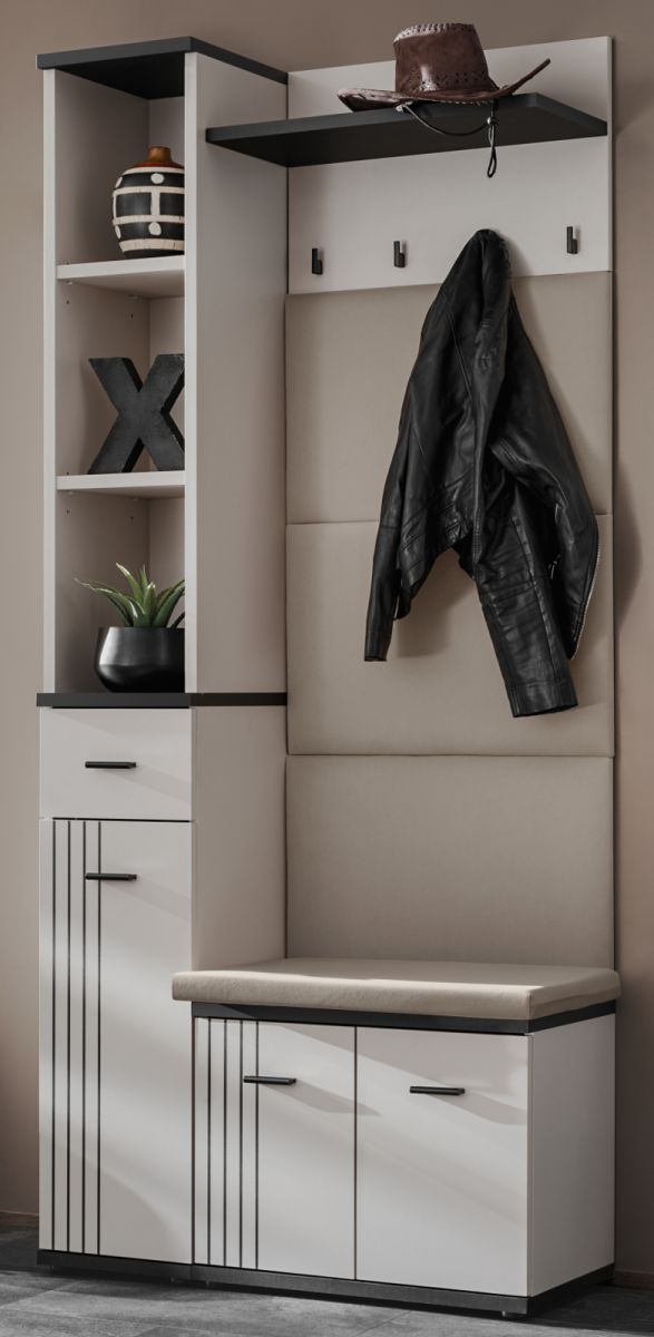 Garderobe Set Vektor in Kaschmir und schwarz 90 x 203 cm