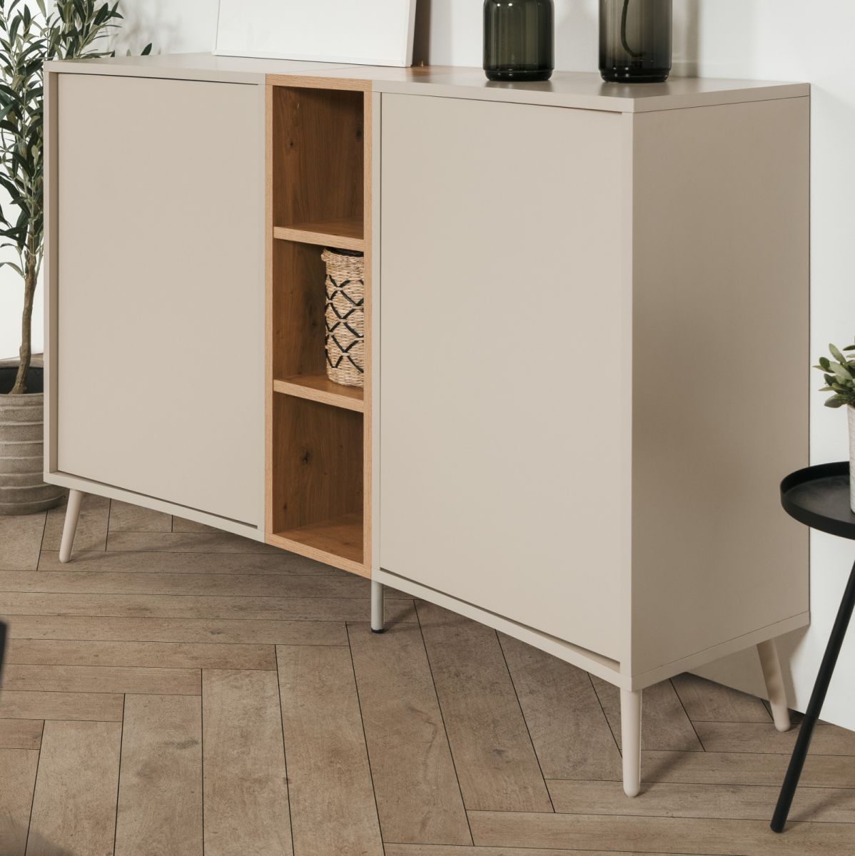 Sideboard Sena in kaschmir und Eiche 135 cm