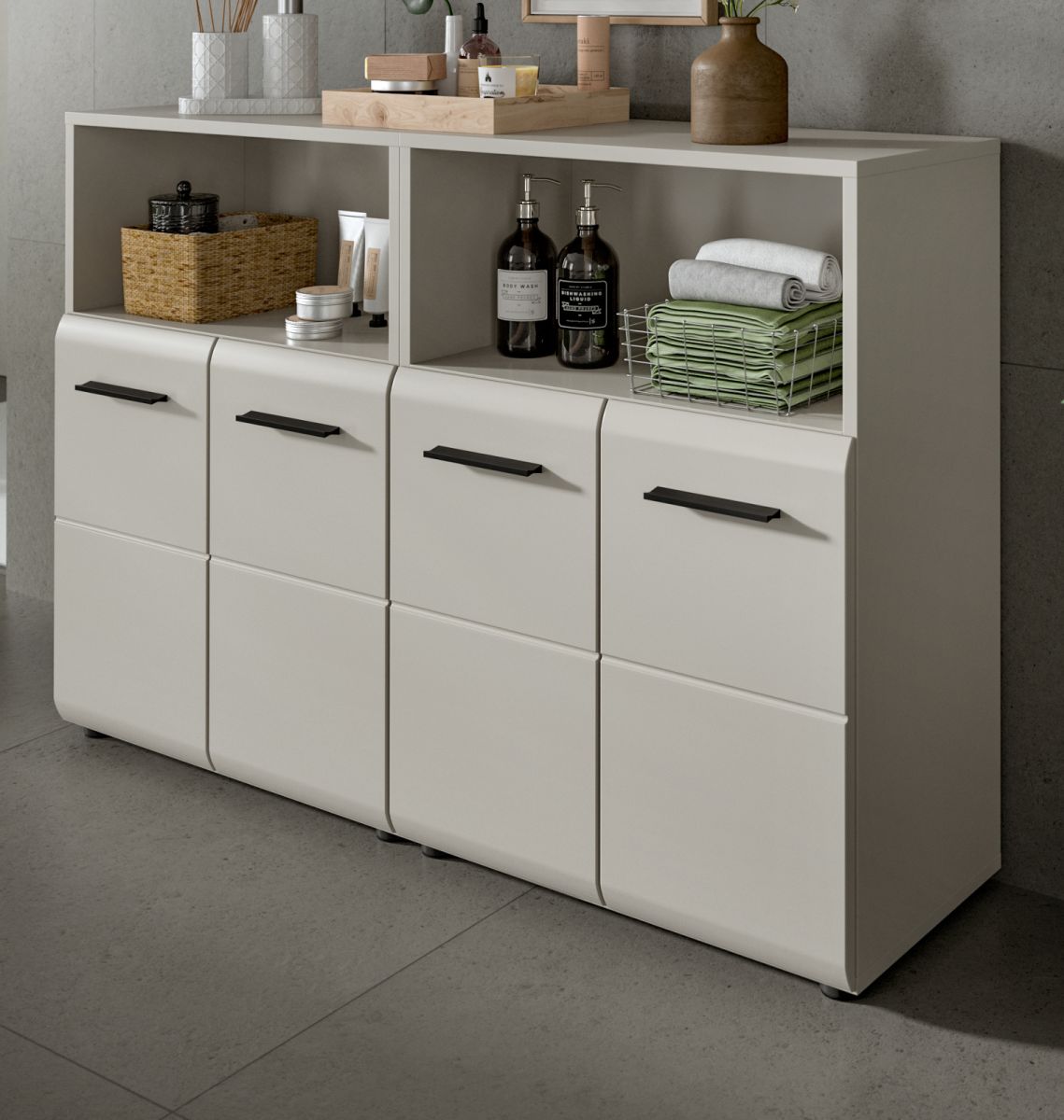 Badezimmer Kommode Set Cover in Kaschmir / Sand 120 x 80 cm