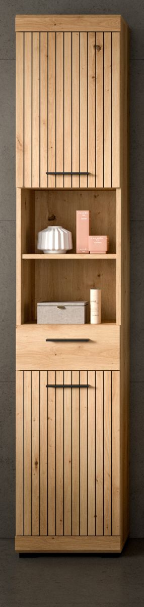 Badezimmer Hochschrank Shawn in Eiche 37 x 191 cm