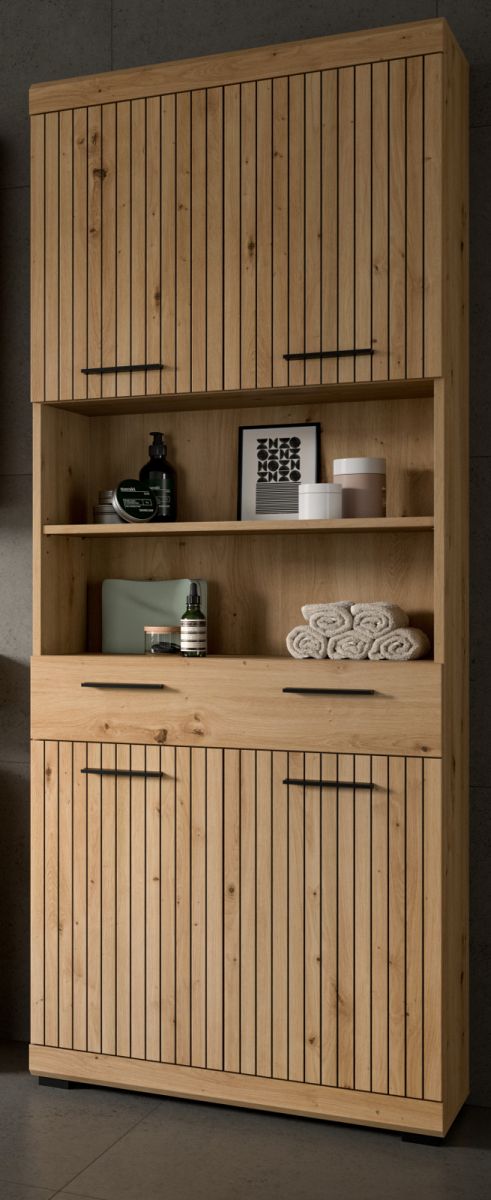Badezimmer Hochschrank Shawn in Eiche 74 x 191 cm