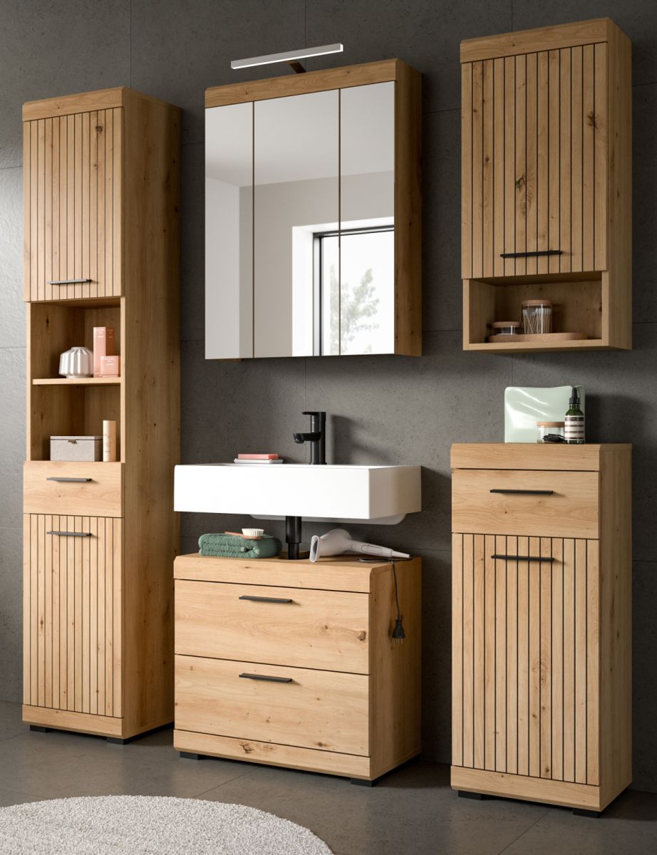 Badmöbel Set Shawn in Eiche 5-teilig 164 cm