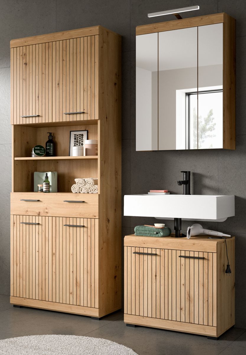 Badmöbel Set Shawn in Eiche 3-teilig 149 cm