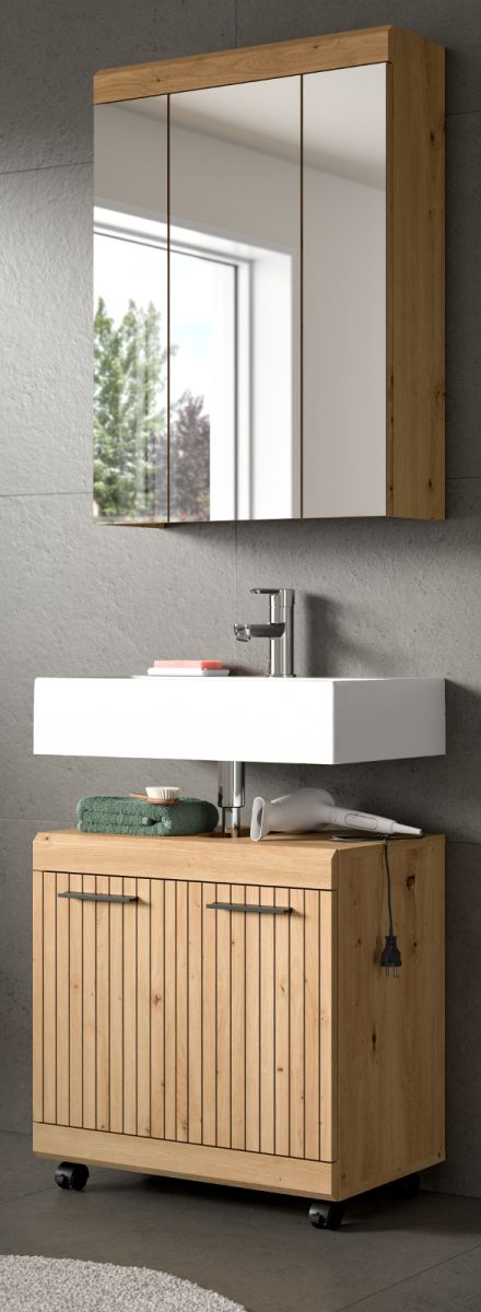 Badmöbel Set Shawn in Eiche 2-teilig 60 cm