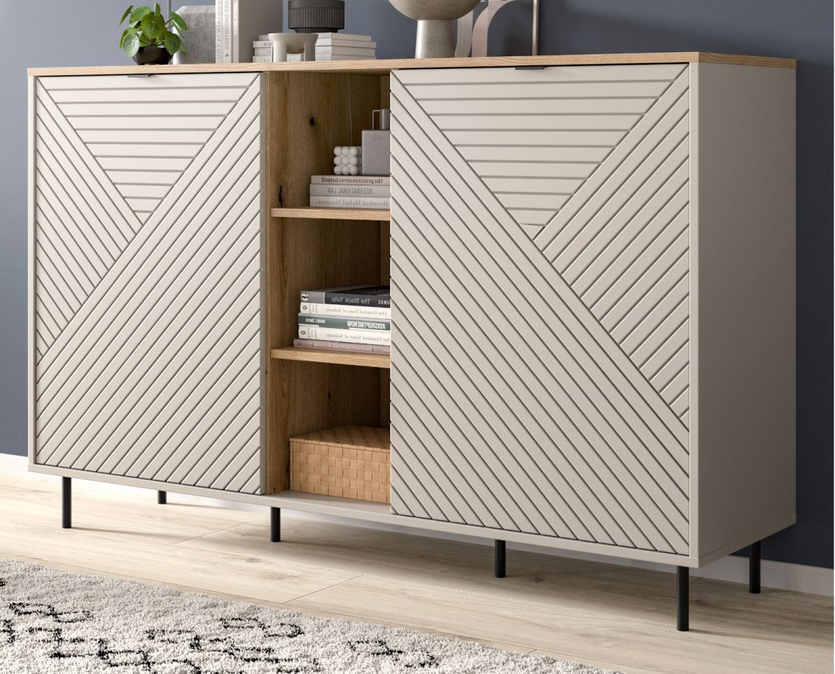 Sideboard Bente in kaschmir und Eiche 154 cm