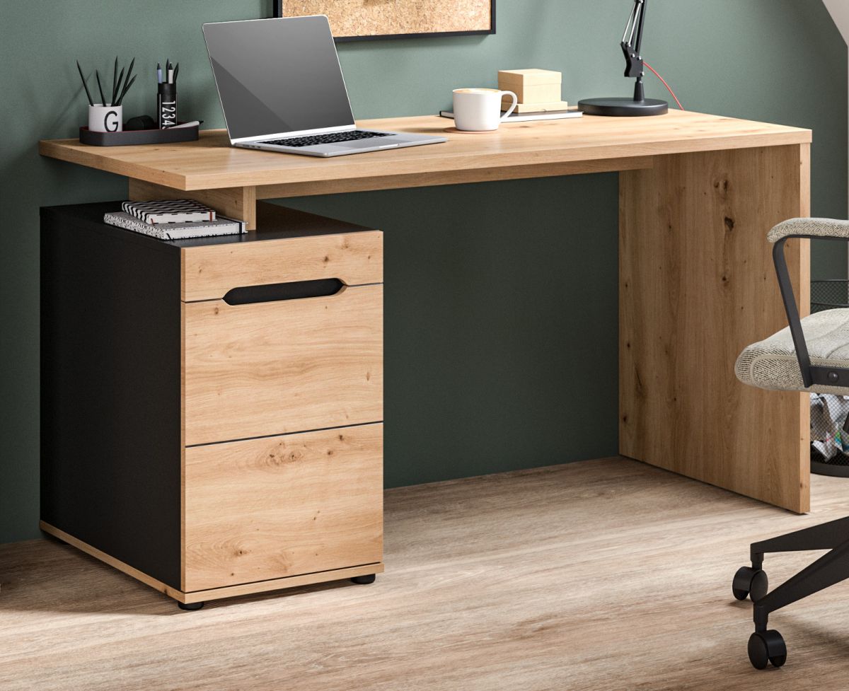 Schreibtisch Cooper in Eiche und Grau 138 cm