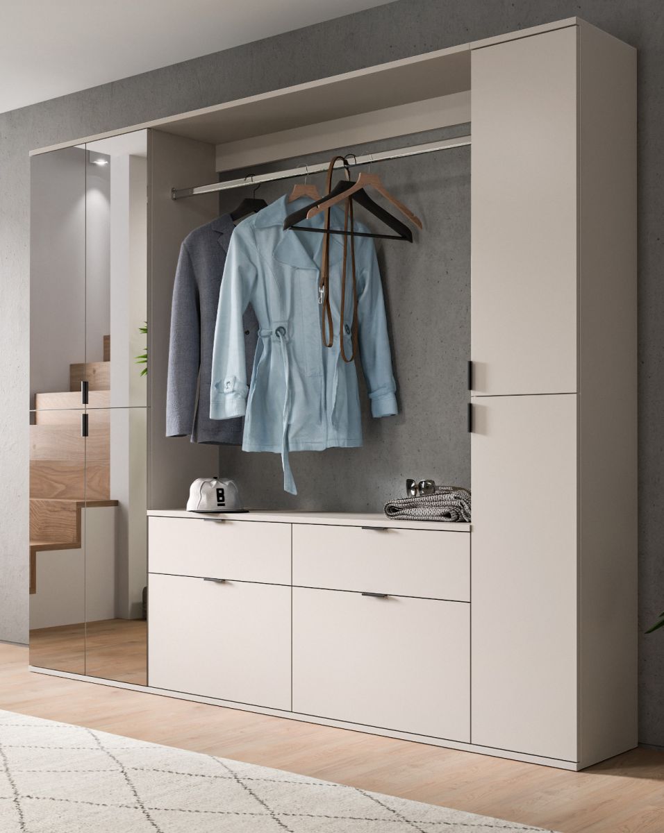 Garderobe mit Spiegel Line-Up in kaschmir 212 x 193 cm