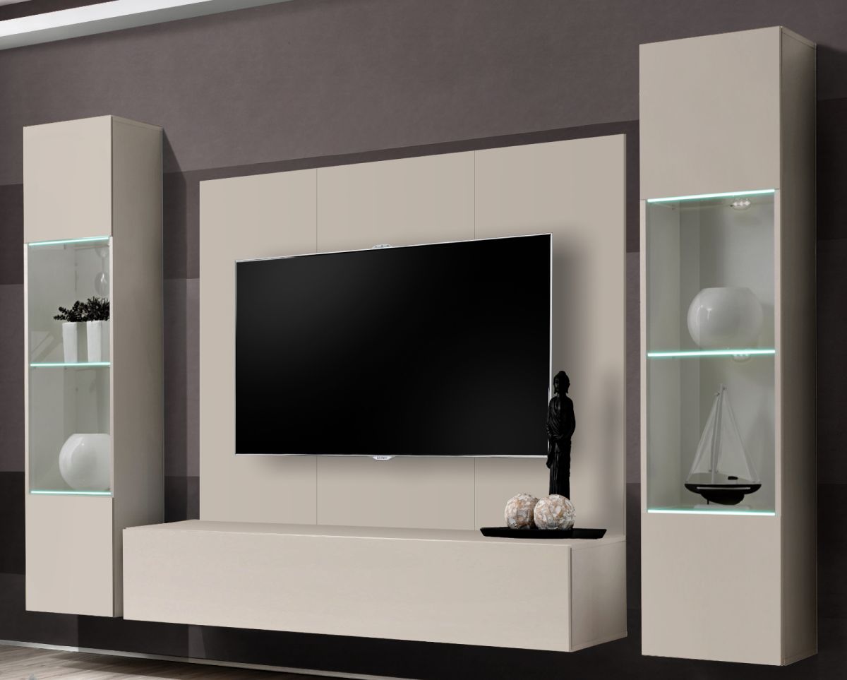 Wohnwand Option in Kaschmir mit LED 260 cm