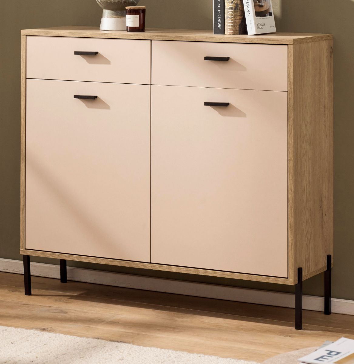 Kommode Ingar in Kaschmir und Eiche 105 cm