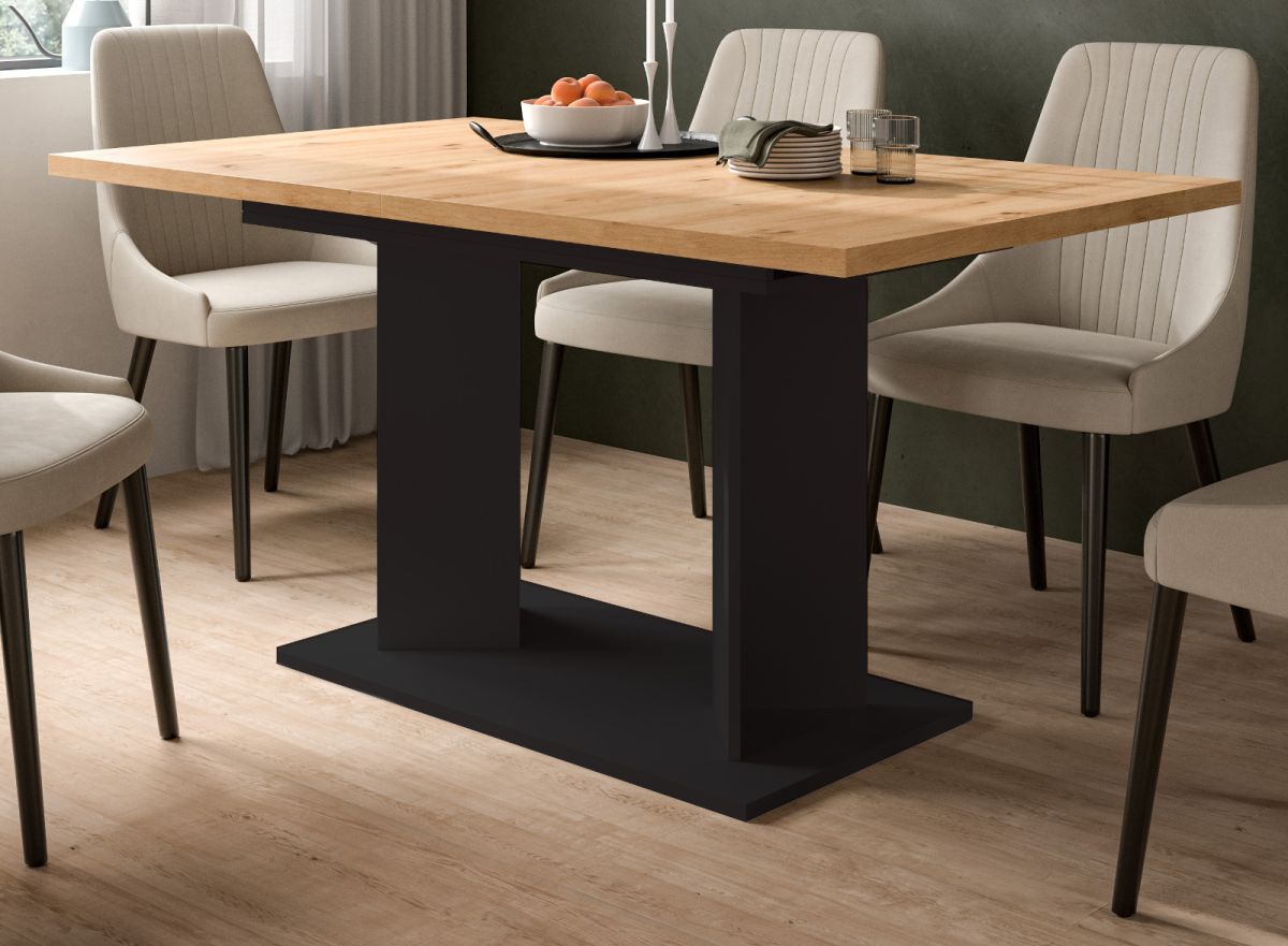 Esstisch Anton in Eiche und schwarz ausziehbar 150 - 190 cm