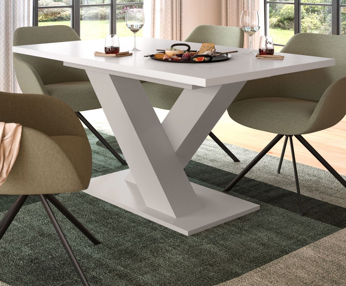 Esstisch Home-X in weiß und kaschmir ausziehbar 150 - 190 cm