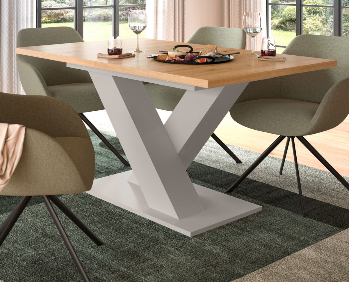 Esstisch Home-X in Eiche und kaschmir ausziehbar 150 - 190 cm