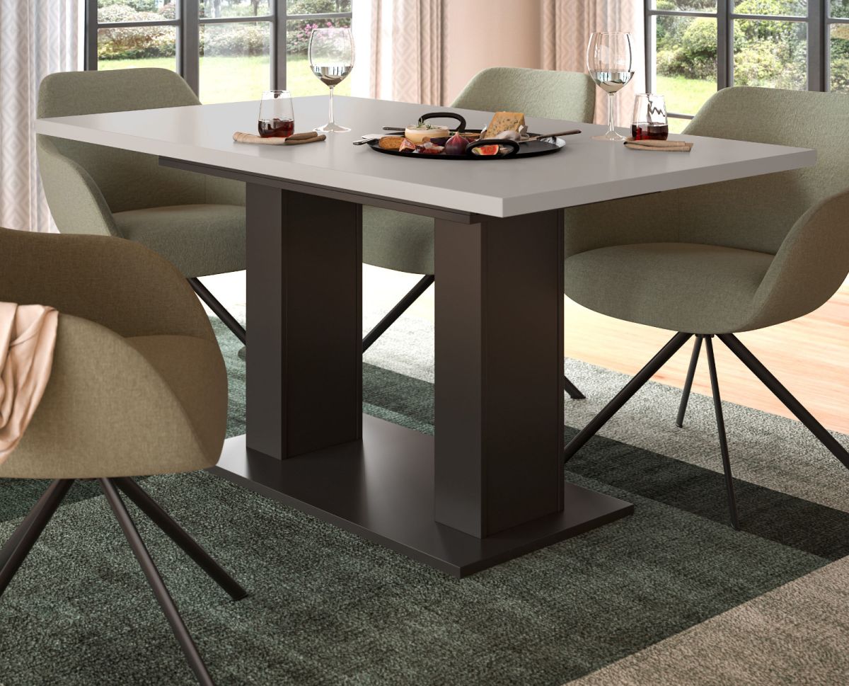 Esstisch Home-X in kaschmir und grau ausziehbar 150 - 190 cm