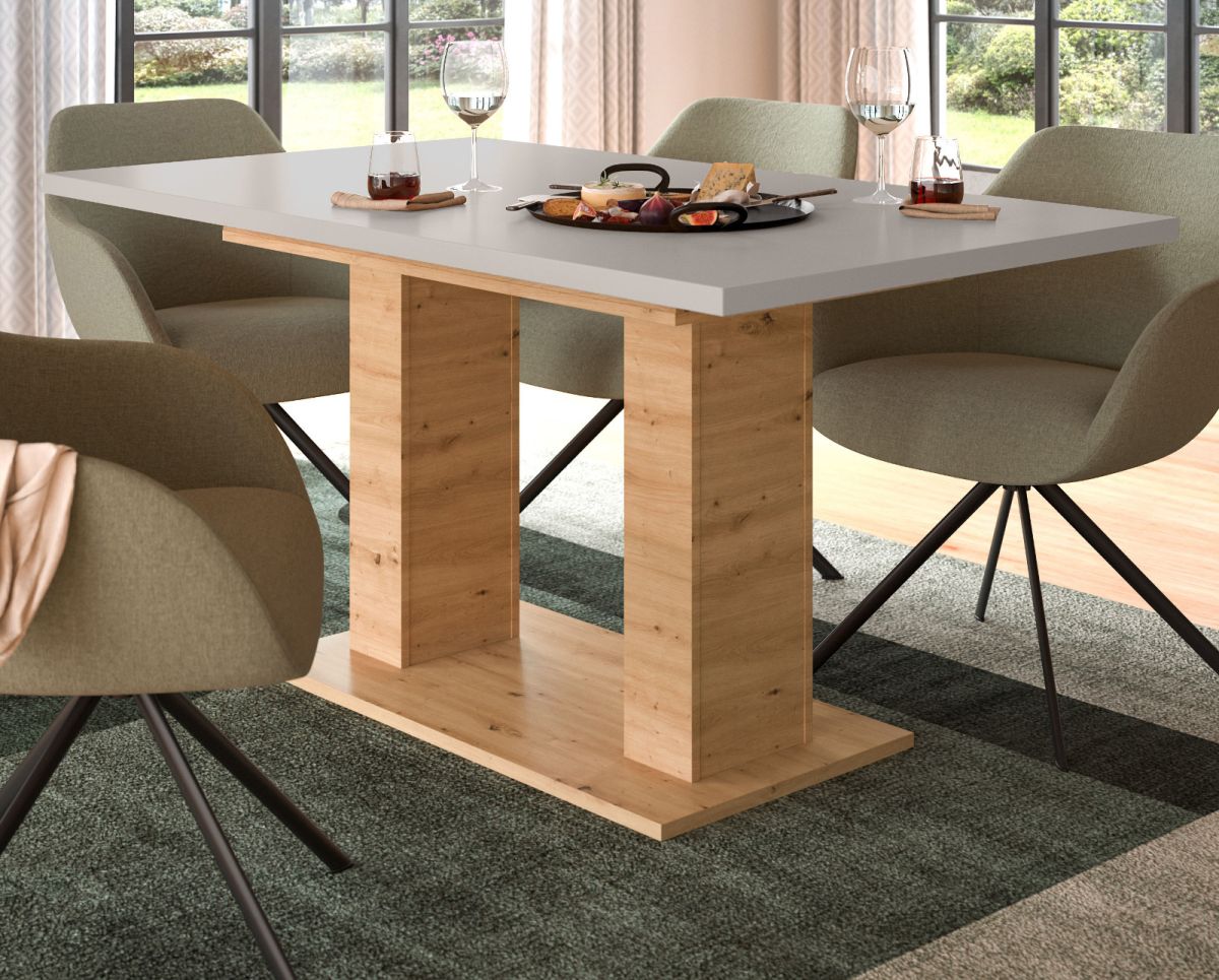 Esstisch Home-X in kaschmir und Eiche ausziehbar 150 - 190 cm