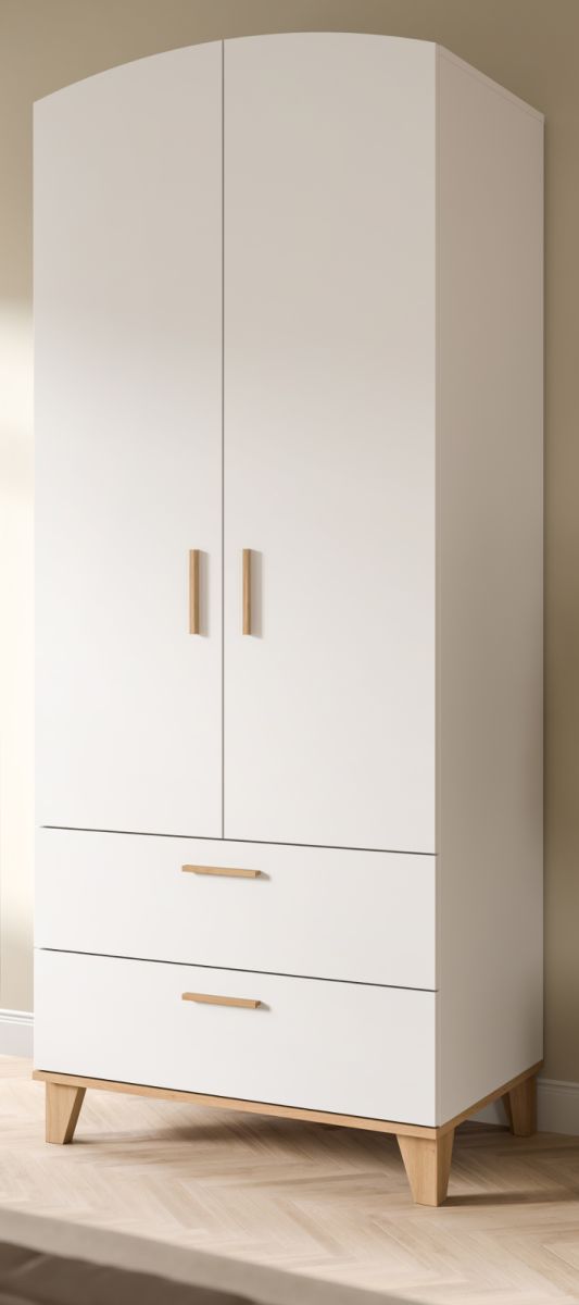 Kleiderschrank 2-türig Aurora in weiß und Eiche 81 x 198 cm